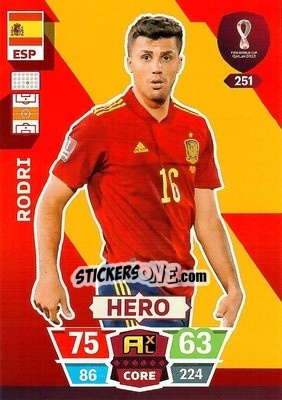 Sticker Rodri - FIFA World Cup Qatar 2022. Adrenalyn XL n. 251 - Panini