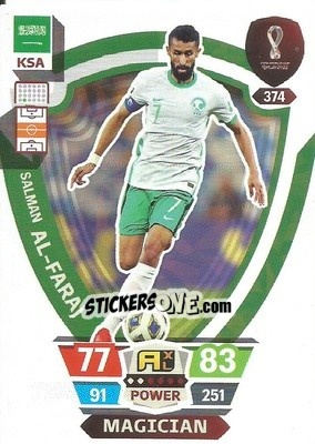 Sticker Salman Al-Faraj - FIFA World Cup Qatar 2022. Adrenalyn XL n. 374 - Panini