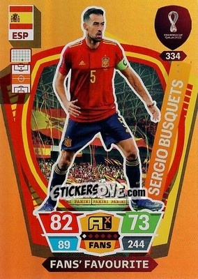 Sticker Sergio Busquets - FIFA World Cup Qatar 2022. Adrenalyn XL n. 334 - Panini