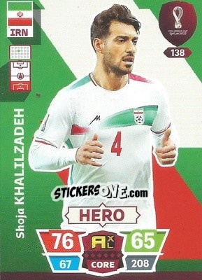 Sticker Shoja Khalilzadeh - FIFA World Cup Qatar 2022. Adrenalyn XL n. 138 - Panini