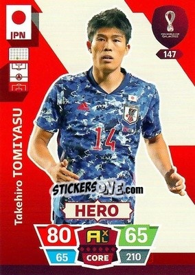 Sticker Takehiro Tomiyasu - FIFA World Cup Qatar 2022. Adrenalyn XL n. 147 - Panini