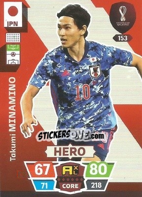 Sticker Takumi Minamino - FIFA World Cup Qatar 2022. Adrenalyn XL n. 153 - Panini