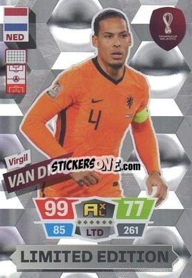 Sticker Virgil van Dijk - FIFA World Cup Qatar 2022. Adrenalyn XL n. LE-VVD - Panini