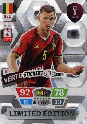 Sticker Jan Vertonghen - FIFA World Cup Qatar 2022. Adrenalyn XL n. LE-JV - Panini