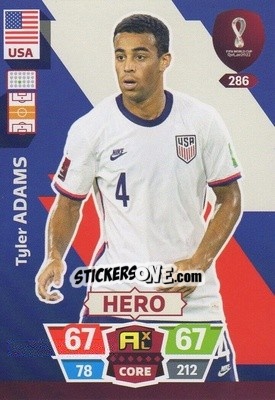 Sticker Tyler Adams - FIFA World Cup Qatar 2022. Adrenalyn XL n. 286 - Panini