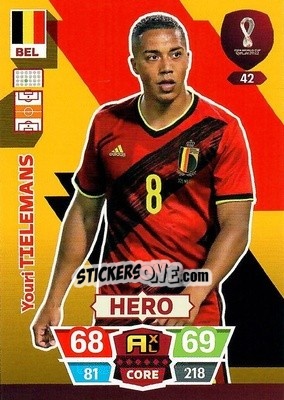 Sticker Youri Tielemans - FIFA World Cup Qatar 2022. Adrenalyn XL n. 42 - Panini
