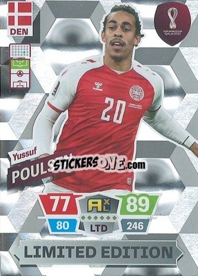 Sticker Yussuf Poulsen - FIFA World Cup Qatar 2022. Adrenalyn XL n. LE-YP - Panini