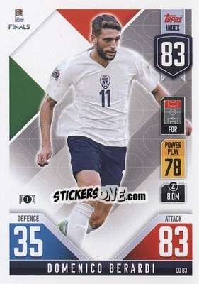 Sticker Domenico Berardi - The Road to UEFA Nations League Finals 2022-2023. Match Attax 101 - Topps