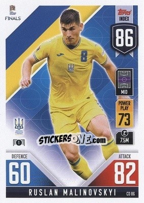 Cromo Ruslan Malinocskyi - The Road to UEFA Nations League Finals 2022-2023. Match Attax 101 - Topps