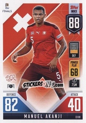 Sticker Manuel Akanji - The Road To Uefa Nations League Finals 2022-2023. Match Attax 101 n. CD88 - Topps