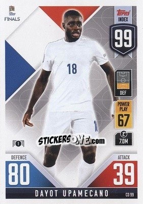 Sticker Dayot Upamecano - The Road To Uefa Nations League Finals 2022-2023. Match Attax 101 n. CD99 - Topps