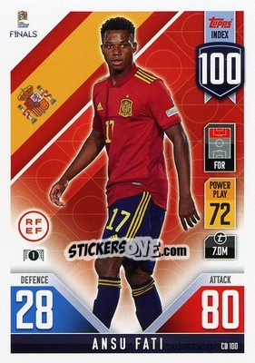 Sticker Ansu Fati - The Road to UEFA Nations League Finals 2022-2023. Match Attax 101 - Topps