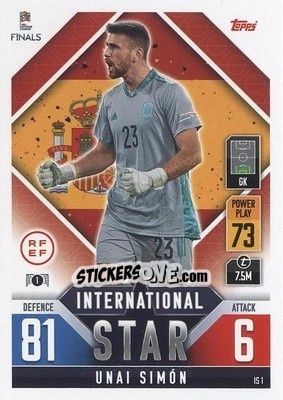 Sticker Unai Simön - The Road To Uefa Nations League Finals 2022-2023. Match Attax 101 n. IS1 - Topps