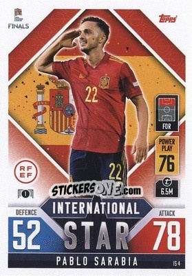 Cromo Pablo Sarabia - The Road to UEFA Nations League Finals 2022-2023. Match Attax 101 - Topps