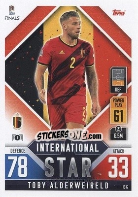 Sticker Toby Alderweireld - The Road To Uefa Nations League Finals 2022-2023. Match Attax 101 n. IS6 - Topps