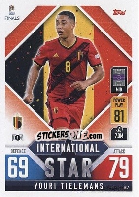 Sticker Youri Tielemans - The Road to UEFA Nations League Finals 2022-2023. Match Attax 101 - Topps