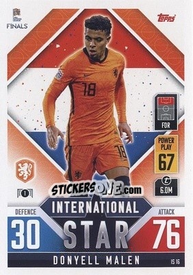 Sticker Donyell Malen - The Road To Uefa Nations League Finals 2022-2023. Match Attax 101 n. IS16 - Topps