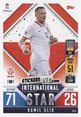 Sticker Kamil Glik - The Road To Uefa Nations League Finals 2022-2023. Match Attax 101 n. IS24 - Topps