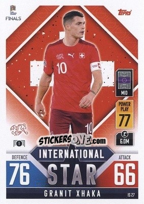 Sticker Granit Xhaka - The Road To Uefa Nations League Finals 2022-2023. Match Attax 101 n. IS27 - Topps