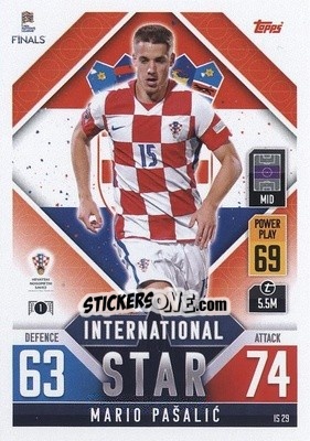 Cromo Mario Pašalić - The Road to UEFA Nations League Finals 2022-2023. Match Attax 101 - Topps