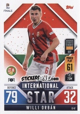 Sticker Willi Orbán - The Road to UEFA Nations League Finals 2022-2023. Match Attax 101 - Topps