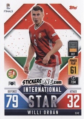 Sticker Willi Orbán - The Road To Uefa Nations League Finals 2022-2023. Match Attax 101 n. IS42 - Topps