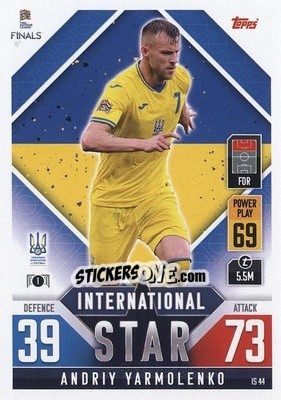 Sticker Andriy Yarmolenko - The Road to UEFA Nations League Finals 2022-2023. Match Attax 101 - Topps