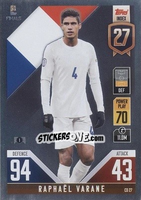 Sticker Raphaël Varane - The Road To Uefa Nations League Finals 2022-2023. Match Attax 101 n. CD27 - Topps