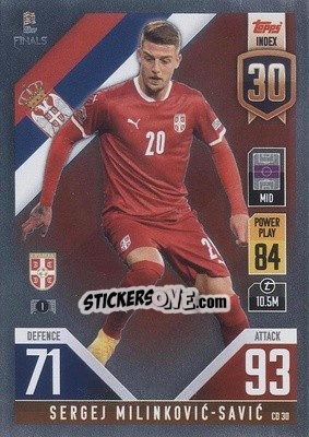 Sticker Sergj Milinović-Savić - The Road to UEFA Nations League Finals 2022-2023. Match Attax 101 - Topps