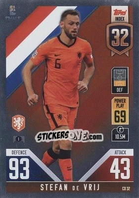 Sticker Stefan de Vrij - The Road To Uefa Nations League Finals 2022-2023. Match Attax 101 n. CD32 - Topps