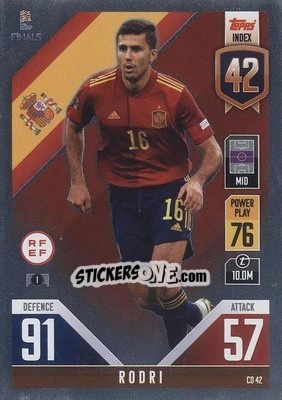 Sticker Rodri - The Road to UEFA Nations League Finals 2022-2023. Match Attax 101 - Topps