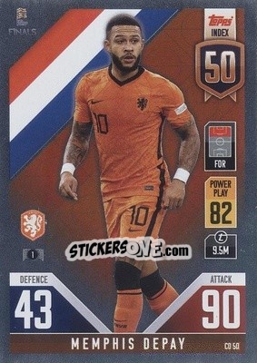 Sticker Memphis Depay - The Road To Uefa Nations League Finals 2022-2023. Match Attax 101 n. CD50 - Topps