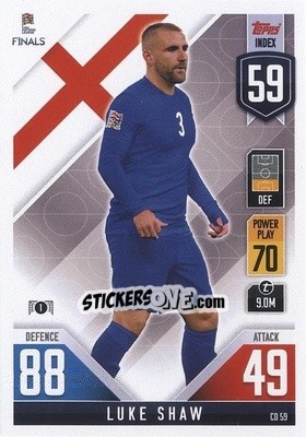 Sticker Luke Shaw - The Road to UEFA Nations League Finals 2022-2023. Match Attax 101 - Topps