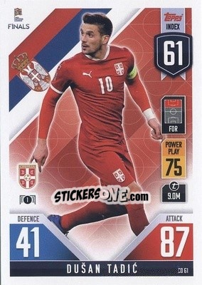 Cromo Dušan Tadić - The Road to UEFA Nations League Finals 2022-2023. Match Attax 101 - Topps