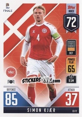 Figurina Simon Kjær - The Road to UEFA Nations League Finals 2022-2023. Match Attax 101 - Topps