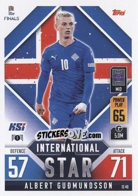 Sticker Albert Guðmundsson - The Road To Uefa Nations League Finals 2022-2023. Match Attax 101 n. IS48 - Topps