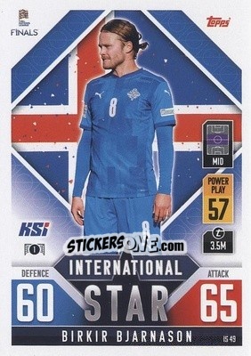 Sticker Barker Bjarnason - The Road To Uefa Nations League Finals 2022-2023. Match Attax 101 n. IS49 - Topps