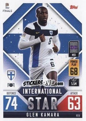 Sticker Glen Kamara - The Road to UEFA Nations League Finals 2022-2023. Match Attax 101 - Topps