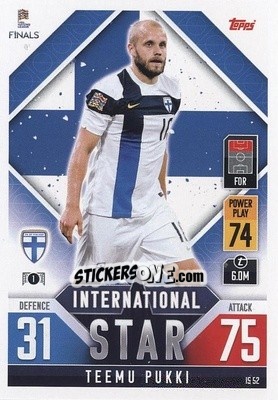 Sticker Teemu Pukki - The Road to UEFA Nations League Finals 2022-2023. Match Attax 101 - Topps