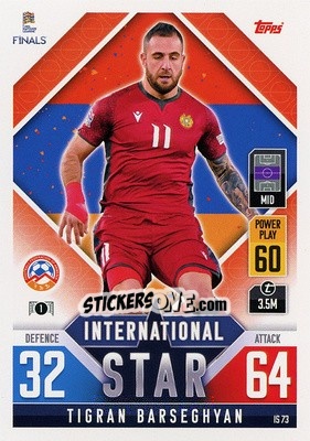 Cromo Tigran Barseghyan - The Road to UEFA Nations League Finals 2022-2023. Match Attax 101 - Topps