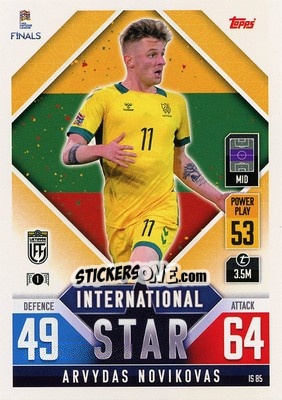 Sticker Arvydas Novikovas - The Road to UEFA Nations League Finals 2022-2023. Match Attax 101 - Topps