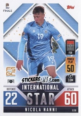 Sticker Nicola Nanni - The Road to UEFA Nations League Finals 2022-2023. Match Attax 101 - Topps