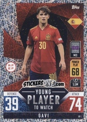 Sticker Gavi - The Road to UEFA Nations League Finals 2022-2023. Match Attax 101 - Topps