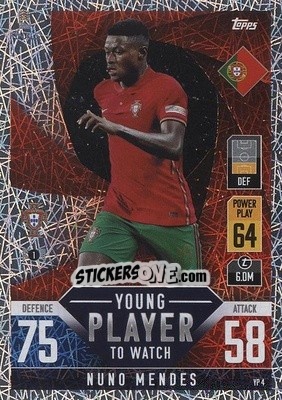 Sticker NunoMendes - The Road to UEFA Nations League Finals 2022-2023. Match Attax 101 - Topps