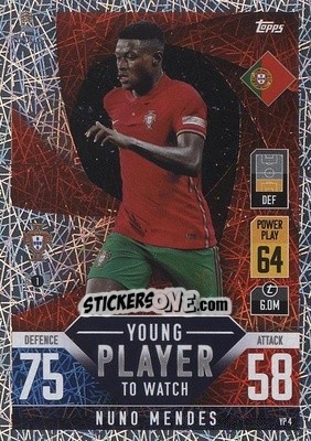 Sticker NunoMendes - The Road To Uefa Nations League Finals 2022-2023. Match Attax 101 n. YP4 - Topps