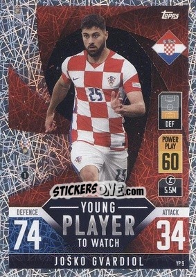 Sticker Joško Gvardiol - The Road To Uefa Nations League Finals 2022-2023. Match Attax 101 n. YP9 - Topps