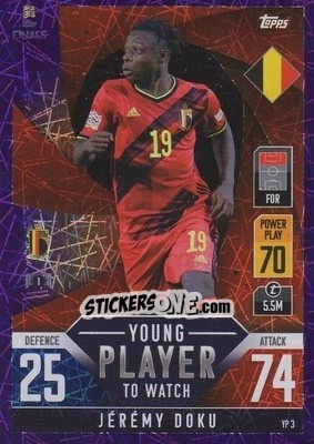 Sticker Jérémy Doku - The Road to UEFA Nations League Finals 2022-2023. Match Attax 101 - Topps
