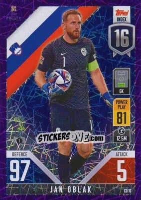 Sticker Jan Oblak - The Road To Uefa Nations League Finals 2022-2023. Match Attax 101 n. CD16p - Topps