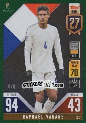 Sticker Raphaël Varane - The Road To Uefa Nations League Finals 2022-2023. Match Attax 101 n. CD27g - Topps