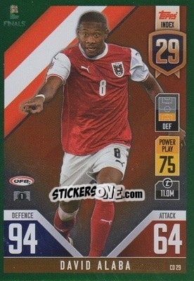 Sticker David  Alaba - The Road To Uefa Nations League Finals 2022-2023. Match Attax 101 n. CD29G - Topps